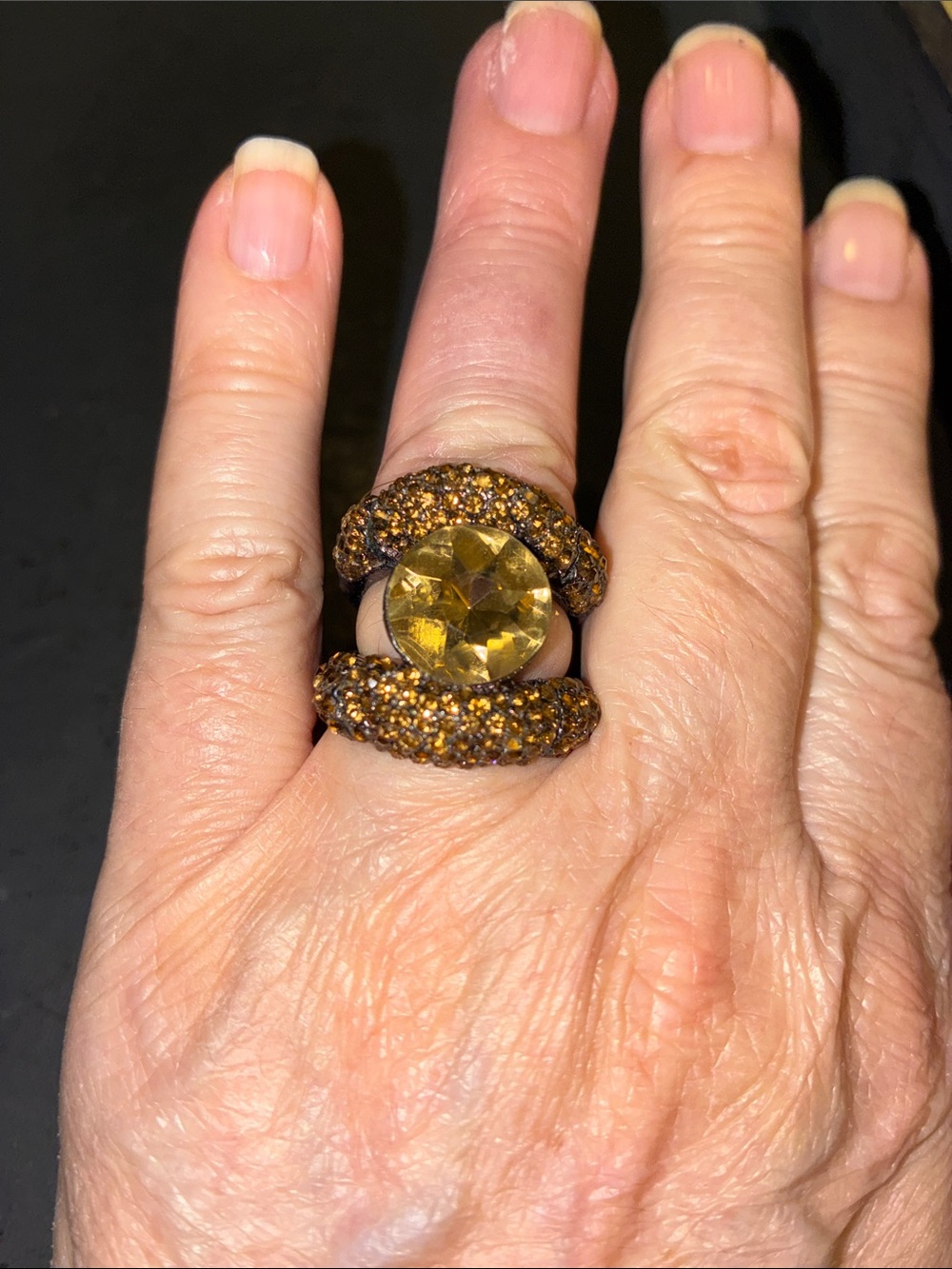 Yellow Crystal Statement Stretch Ring